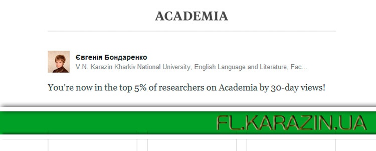 Full Professor of the Department of English Philology is in Top 5% of Researchers on Academia